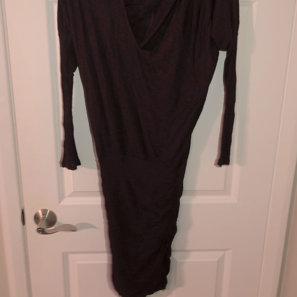 V shaped rushed plum dress